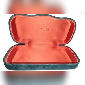 Gucci Teal Velvet Glasses Case with Coral Interior